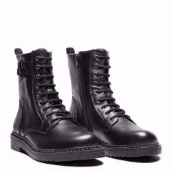 New Feet 252-13. Varmfodrade och vattentäta snörkängor med dragkedja. Svart.