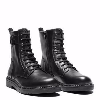 New Feet 252-13. Varmfodrade och vattentäta snörkängor med dragkedja. Svart.