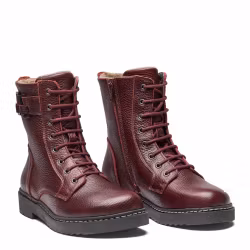New Feet 252-13. Varmfodrade och vattentäta snörkängor med dragkedja. Dark Wine.