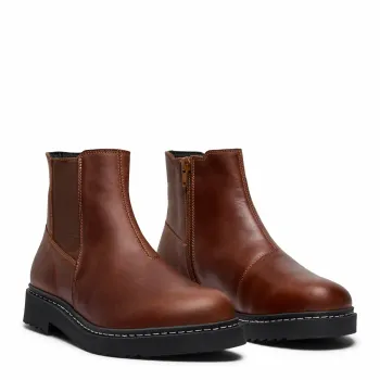 New Feet 232-22. Vattentäta boots med dragkedja och resår i skaftet. Brun.