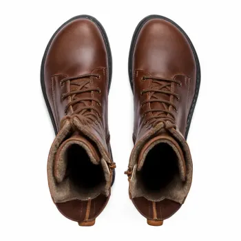 New Feet 252-12. Varmfodrade och vattentäta stövlar med snörning och dragkedja. Chestnut.