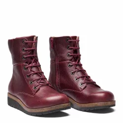 New Feet 192-83. Varmfodrade och vattentäta snörkängor med dragkedja. Dark Wine.