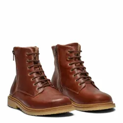 New Feet 262-21. Varmfodrade och vattentäta kängor med snörning och dubbla dragkedjor. Brun. Bred läst.