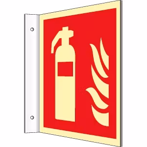 Flaggskylt brandsläckare 15x15 cm Aluminium