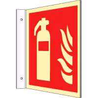 Flaggskylt brandsläckare 15x15 cm Aluminium