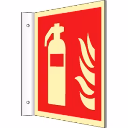 Flaggskylt brandsläckare 15x15 cm Aluminium