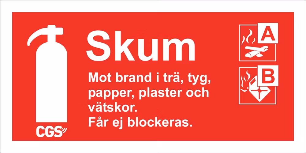 CGS skylt skum 10x20 cm röd/vit, vinyl