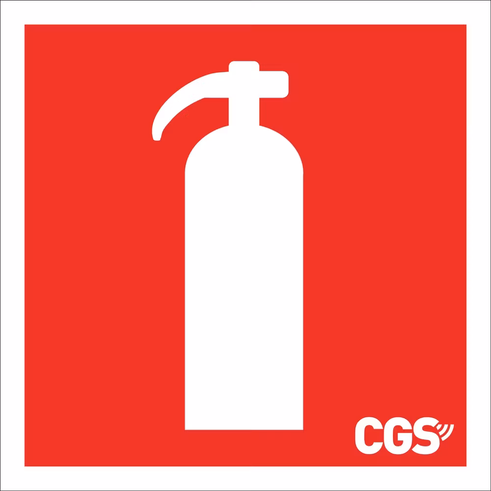 CGS skylt brandsläckare 20x20 cm, röd/vit, vinyl