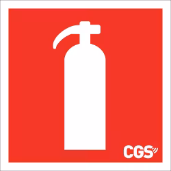 CGS skylt brandsläckare 20x20 cm, röd/vit, vinyl
