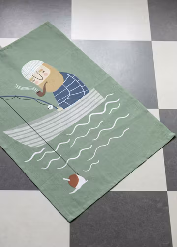 Fishing trip kitchen towel
