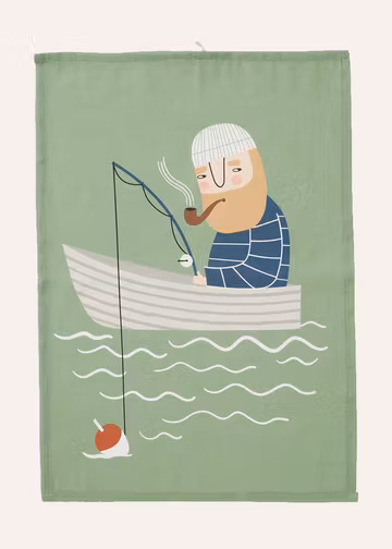 Fishing trip kitchen towel