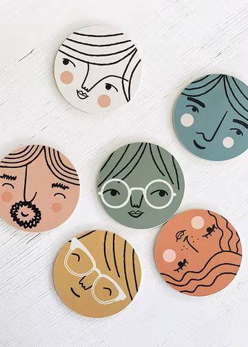 Family coasters 6pcs