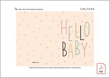 Printable kort Hello baby