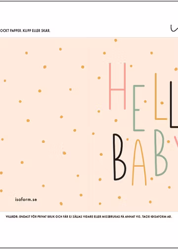 Printable kort Hello baby