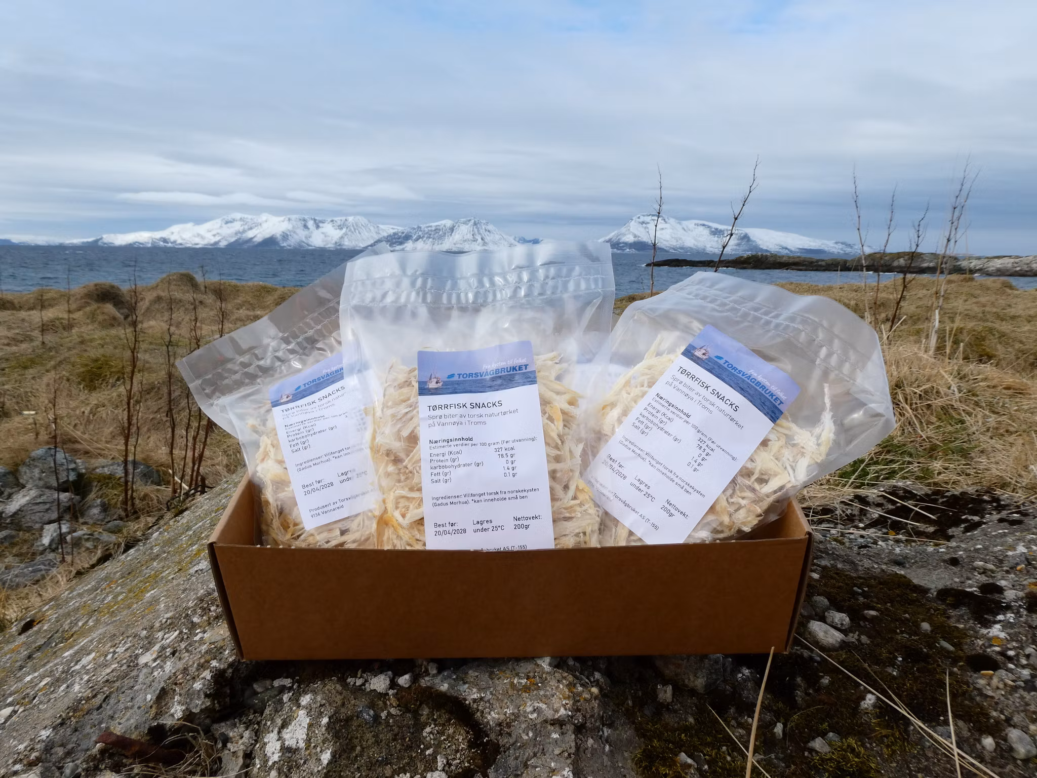 Tørrfisk Snacks Eske 5x200g