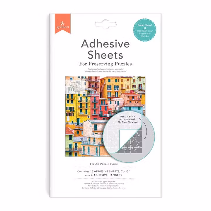 Adhesive sheets for preserving puzzles