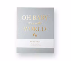 Fotoalbum "oh baby" Grå – Tygalbum för Bebis- & Barnfoton