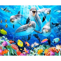 Delfin i flock  30x40cm