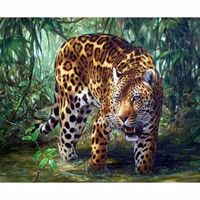 Leopard i buskage 30x40