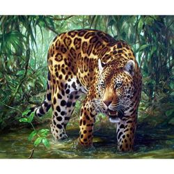 Leopard i buskage 30x40