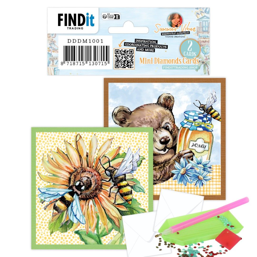 Dotty Designs® - Vykort Honungsbi och Björn 2pack