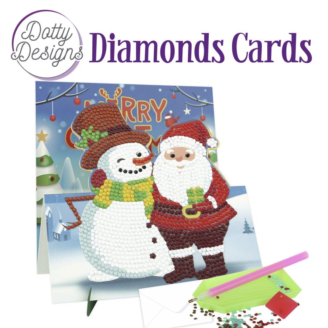 Dotty Designs® - Vykort Julmotiv tomte snögubbe utvikande