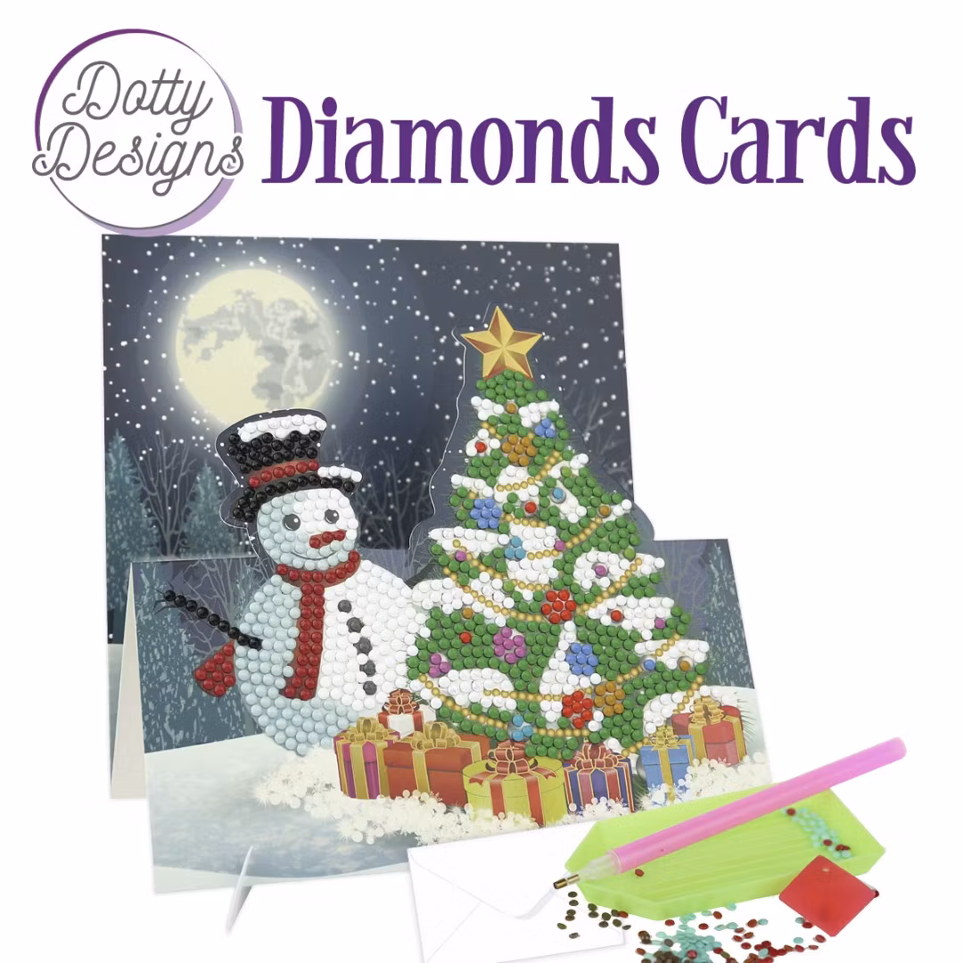 Dotty Designs® - Vykort Julmotiv snögubbe gran utvikande