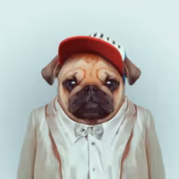 Porträtt Mops 40x50cm