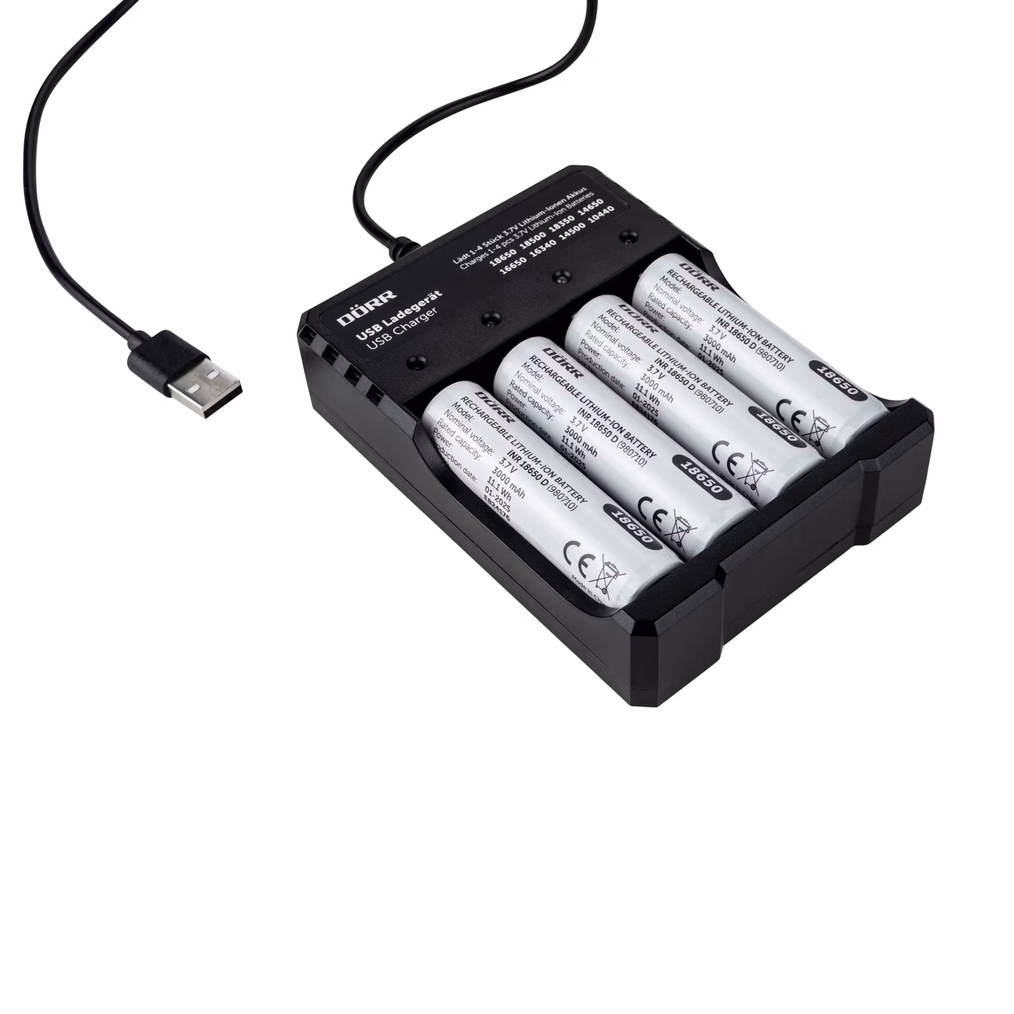 DÖRR 18650 Uppladdningsbart Litiumjonbatteri (4-pack)