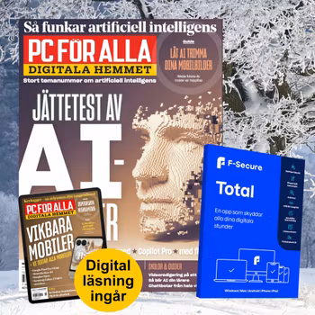 12 nummer av PC för Alla + F-Secure Total för 5 enheter samt vårt digitala arkiv sedan 2010