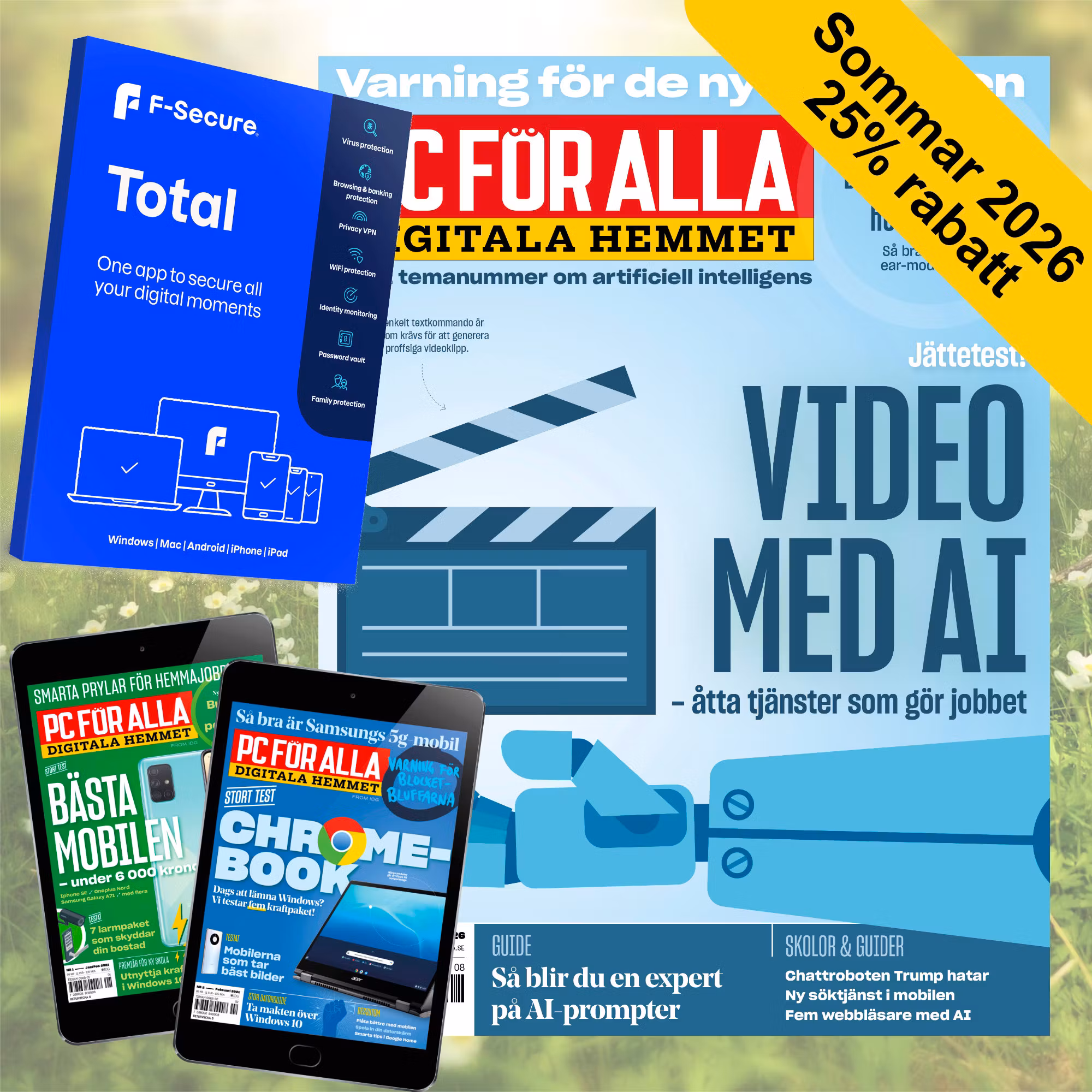 SOMMAR 2026: 12 nr av PC för Alla digitalt + F-Secure Total & vårt digitala arkiv sedan 2010