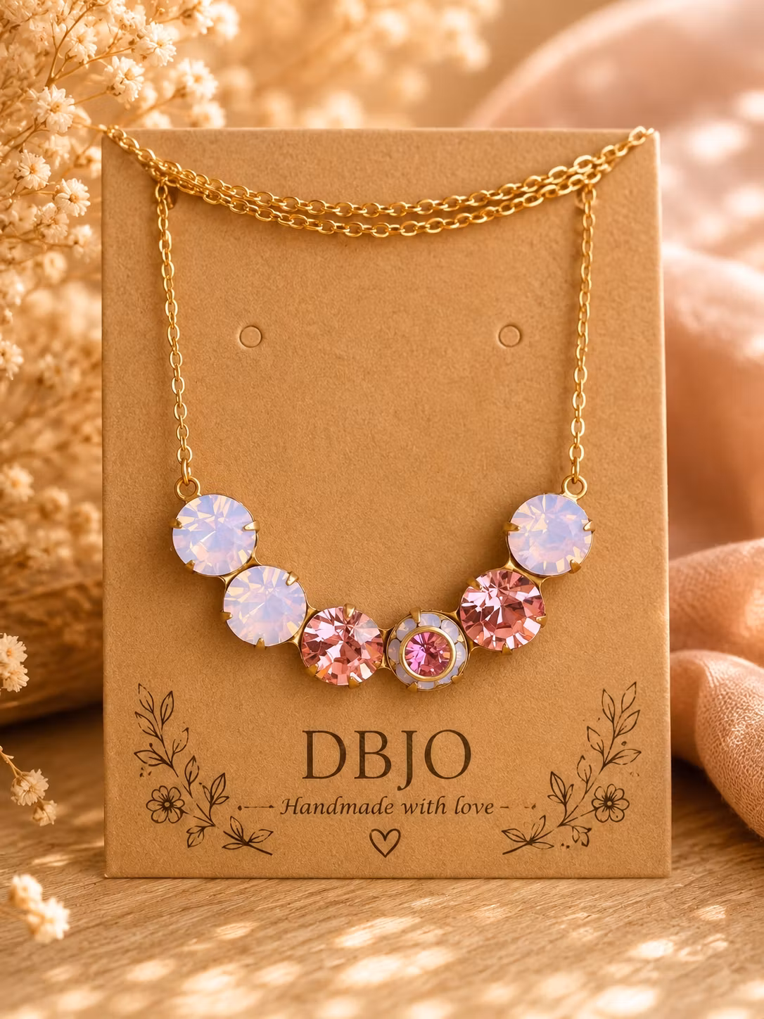 Halsband Rosa opal