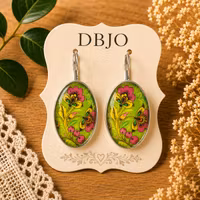 Örhängen med blommor batik