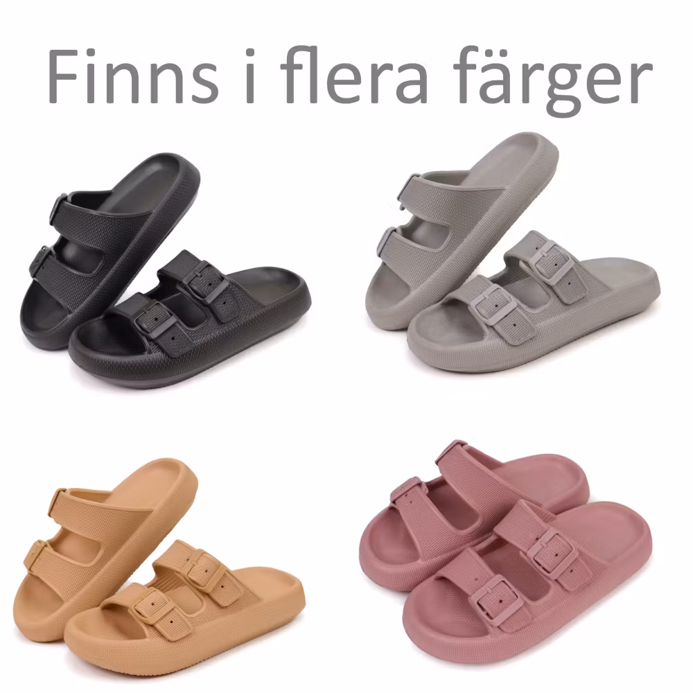 Premium Justerbara Cloud Tofflor KHAKI – mjuka & stötdämpande