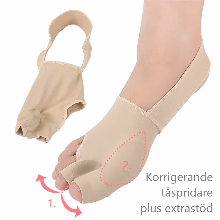 Hallux valgus korrigerande stortåstöd & tåseparerare, mjuk textil 2st