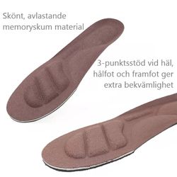 Skoinlägg i memoryskum med fotvalvsstöd och kuddar för häl & framfot
