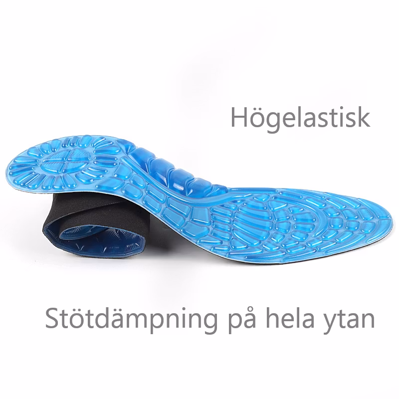 Skoinlägg, högelastisk,  stötdämpning, massage, fotvalvsstöd, gel