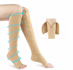 Stödstrumpor, öppen tå, blixtlås, Klass 2, 23-32mmHg BEIGE