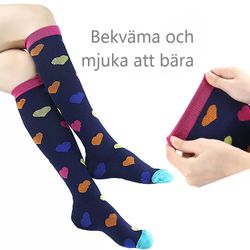 Stödstrumpor, mörkblå, hjärta, Klass 1, 15-21mmHg