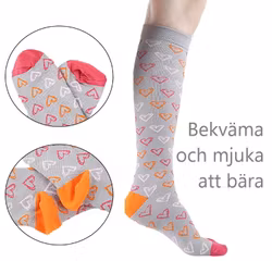 Stödstrumpor, grå, hjärta olika färger, Klass 1, 15-21mmHg