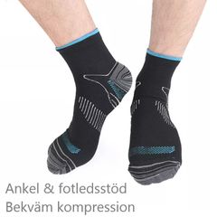 Ankelstrumpor, stöd för ankel & fotled, kompression, SVART/BLÅ