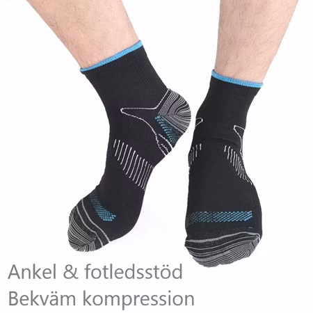 Ankelstrumpor, stöd för ankel & fotled, kompression, SVART/BLÅ