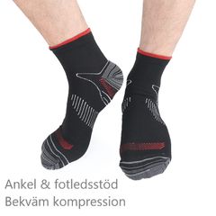 Ankelstrumpor, stöd för ankel & fotled, kompression, SVART/RÖD