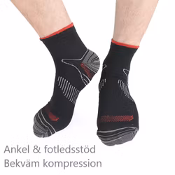Ankelstrumpor, stöd för ankel & fotled, kompression, SVART/RÖD
