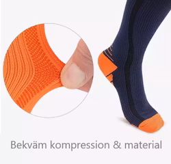 Stödstrumpor Aktiv Klass 1, 15-21mmHg, BLÅ/ORANGE
