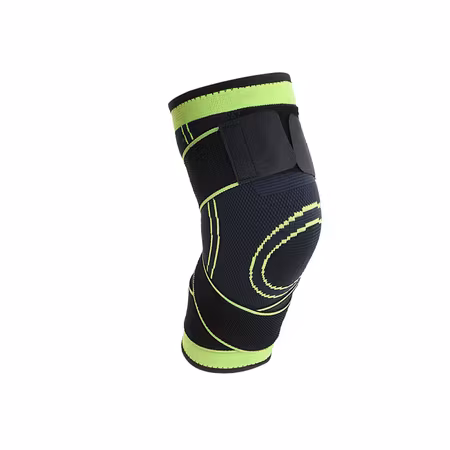 Knäskydd med stöd, kompression & spännrem, SVART/GRÖN