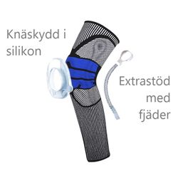 Knäskydd med fjäder, lång SVART/BLÅ