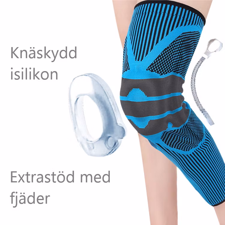 Knäskydd med fjäder, lång BLÅ/SVART