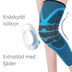 Knäskydd med fjäder, lång BLÅ/SVART