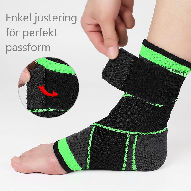 Fotledsstöd med kompression & spännrem SVART/GRÖN